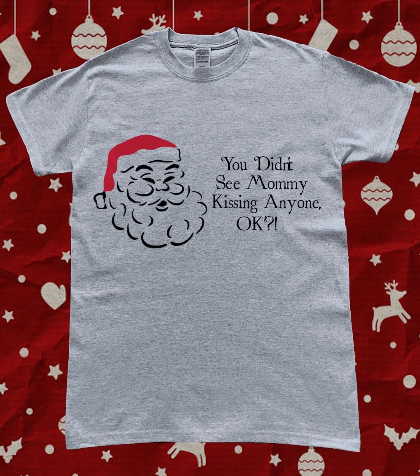 Bad Santa Kissing Mommy Funny Christmas T-Shirt XL