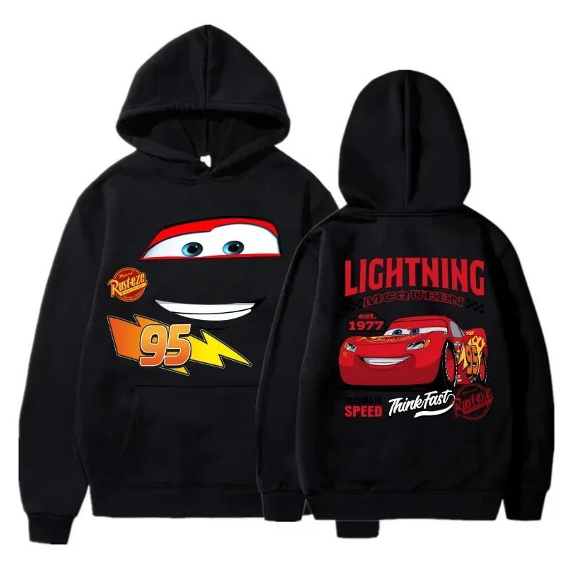 Autos Cartoon Print Hoodies Lightning McQueen Hoodies Oversized Anzug Herren Damen Sweatshirt Partneroutfit Kleidung