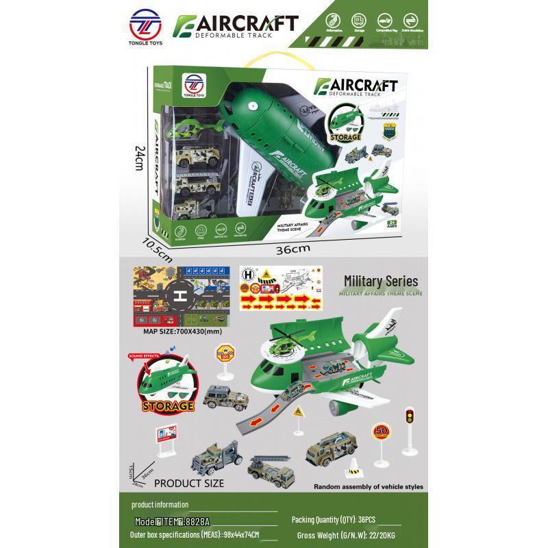 Multi-Functional Toy Airplane Set with Storage, Road Sign, and Track for Kids