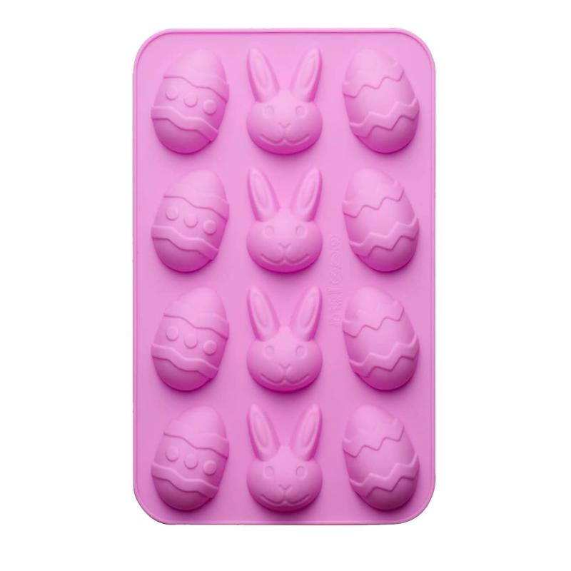 Easter Egg and Bunny Silicone Molds For Chocolate, 3D Rabbit Egg Silicone Candy Molds Easter Cookie Baking Mould Tray for Ice Cu