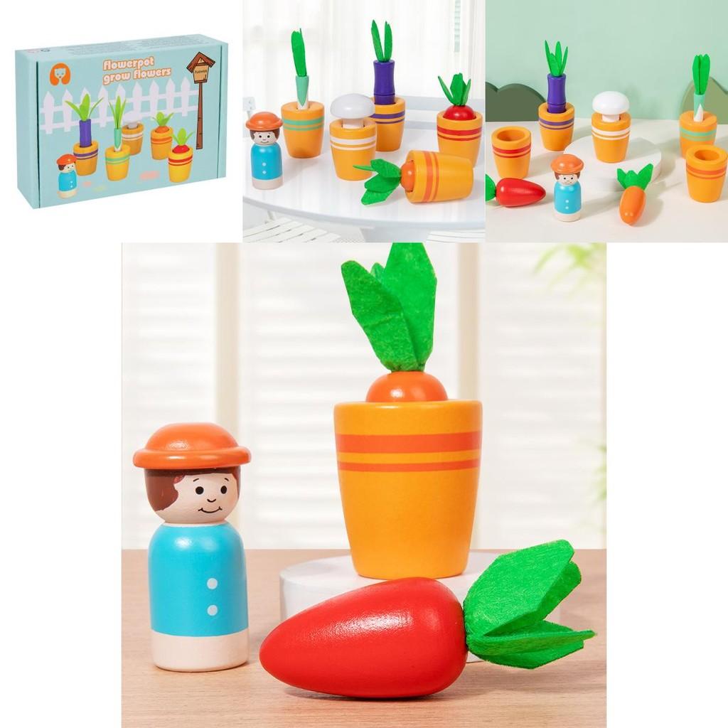 Wooden Educational Planting Toy Set With Color Recognition For Kids