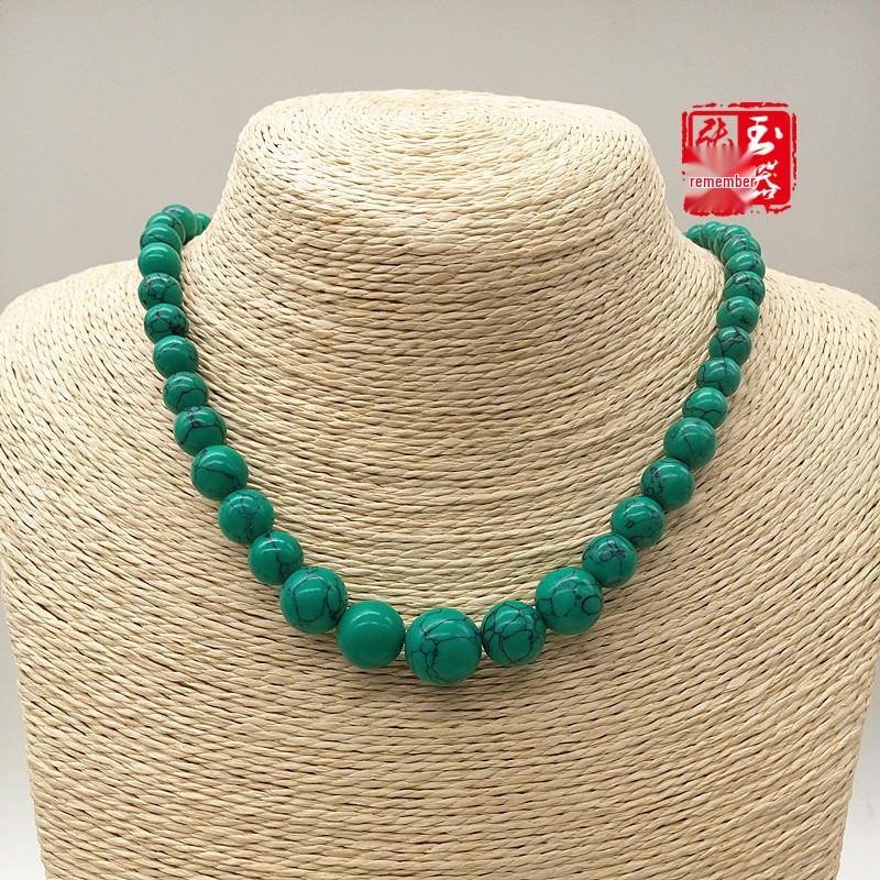 Ethnic Style Imitation Turquoise and Golden Sandstone Tower Necklace for Women бирюзовый