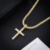 Eco-Friendly European & American Hip-Hop Zinc Alloy Rhinestone Cross Pendant Necklace with 4mm Diamond Tennis Chain