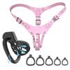 Black Leather Male Chastity Belt - Adjustable Strap-On Pants with Lock for Silicone Cock Cage