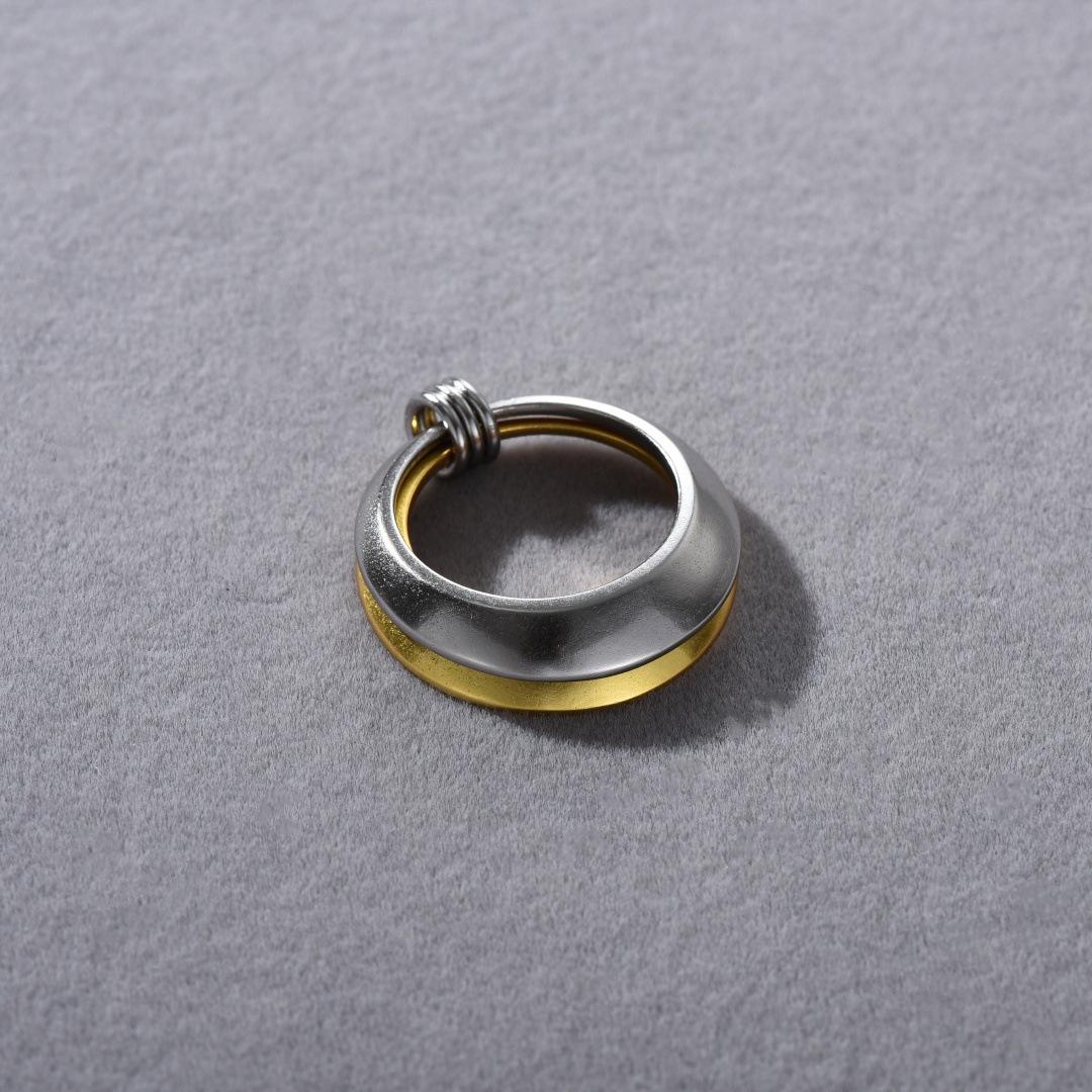 Уникальная Личность, Высококачественное Простое Металлическое Кольцо, Двухцветное Кольцо Золото и Серебро, Нишевая Мода, Простое Легкое Роскошное Кольцо No. 7