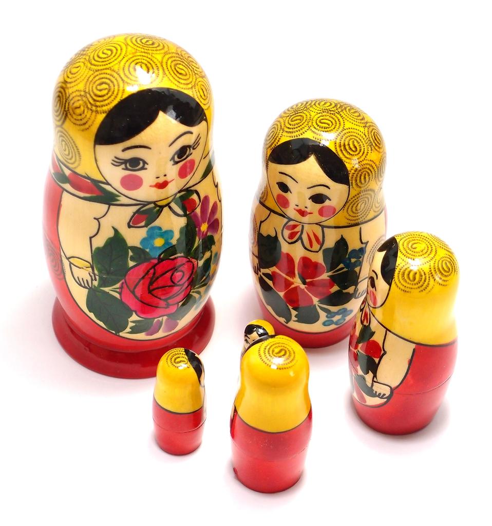 Matryoshka from Set of Traditional Yellow Semyonov, 6, Pattern, [Russian Goods]