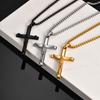 Stainless Steel Jesus Cross Pendant Necklace Fashion Gold Silver Color Christian Necklace Religion Prayer Faith Jewelry for Men