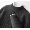 Men's Thickened Pure Wool Half-High Collar Cable Knit Sweater - Autumn Winter Loose Business Casual Base Layer