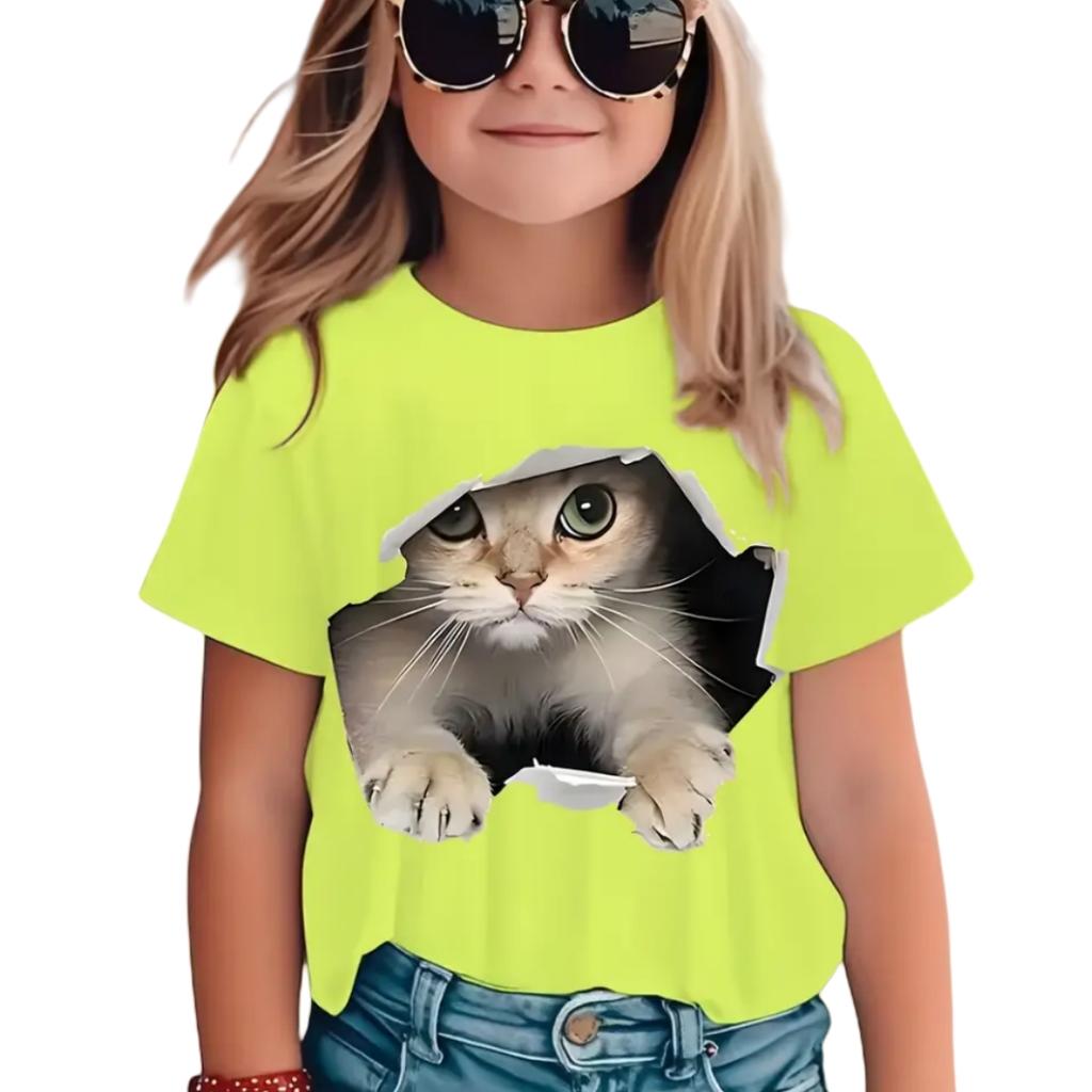 New T-Shirt for Girls Cartoon Tops Short Sleeve Top Girls Clothes 5 To 6 Years Boys Tshirt Tees Fashion Kawaii Children T-Shirt
