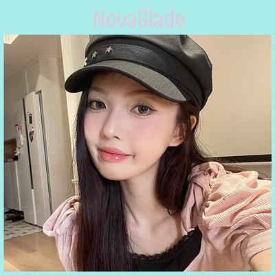 Stylish 2024 Black And Beige Beret Hat For Women With Embroidery And Casual Design
