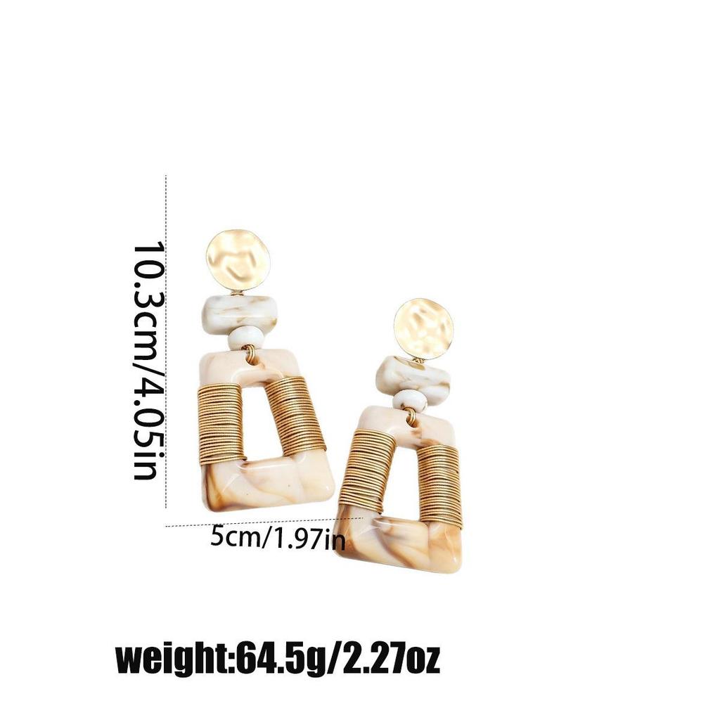 Melanoid Geometric Patchwork Earrings: Luxurious Handmade Rope-Wrapped Studs for Women.