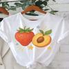 Women Strawberry And Peach Star Printed T-Shirt Casual Round Neck Short Sleeved Top Casual Summer Women Clothing