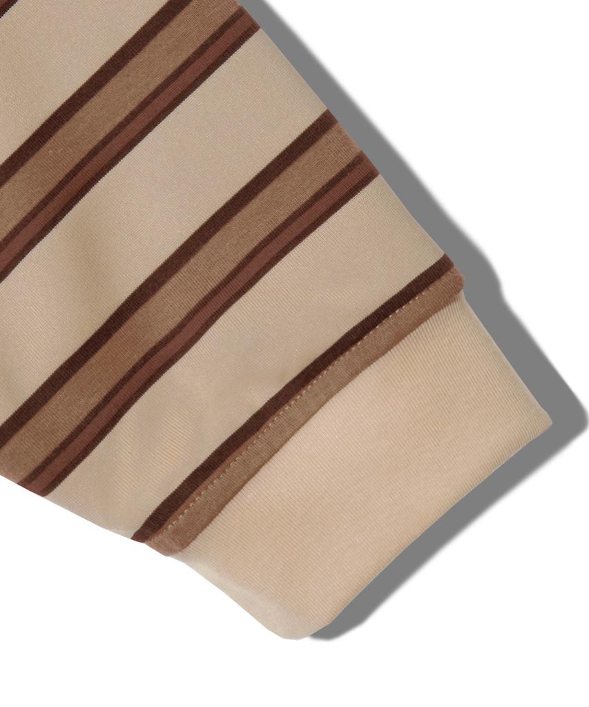 TRILLION Striped Rugby Oversized Pique Polo Shirt [Beige]