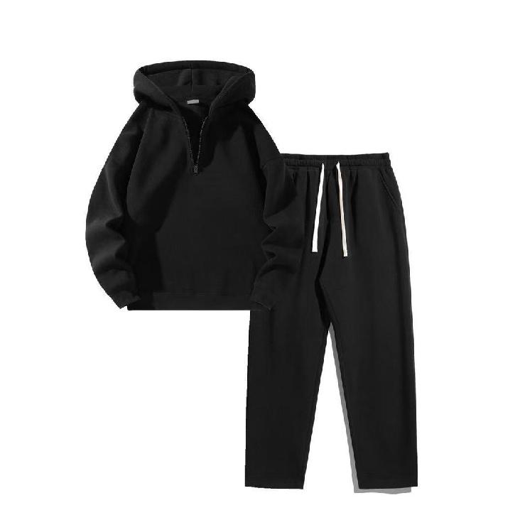 Women's 2-Piece Set Casual Turn-Down Collar Half-Zip Sweatshirt and Wide-Leg Pants Tracksuit Set