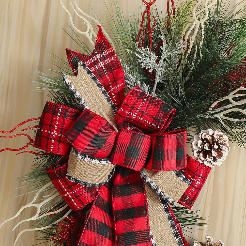 New Nordic Rattan Flower Wreath: Half Circle Bow Wall Ornament for Christmas Decor