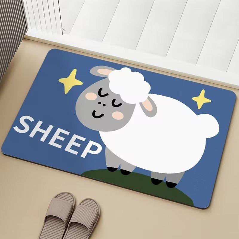 1pc Door Mat Cute Kawaii Bear Rabbit Printed for Home Living Room Decor Non-slip Floor Mat Cozy Carpet for Home Door Decoration