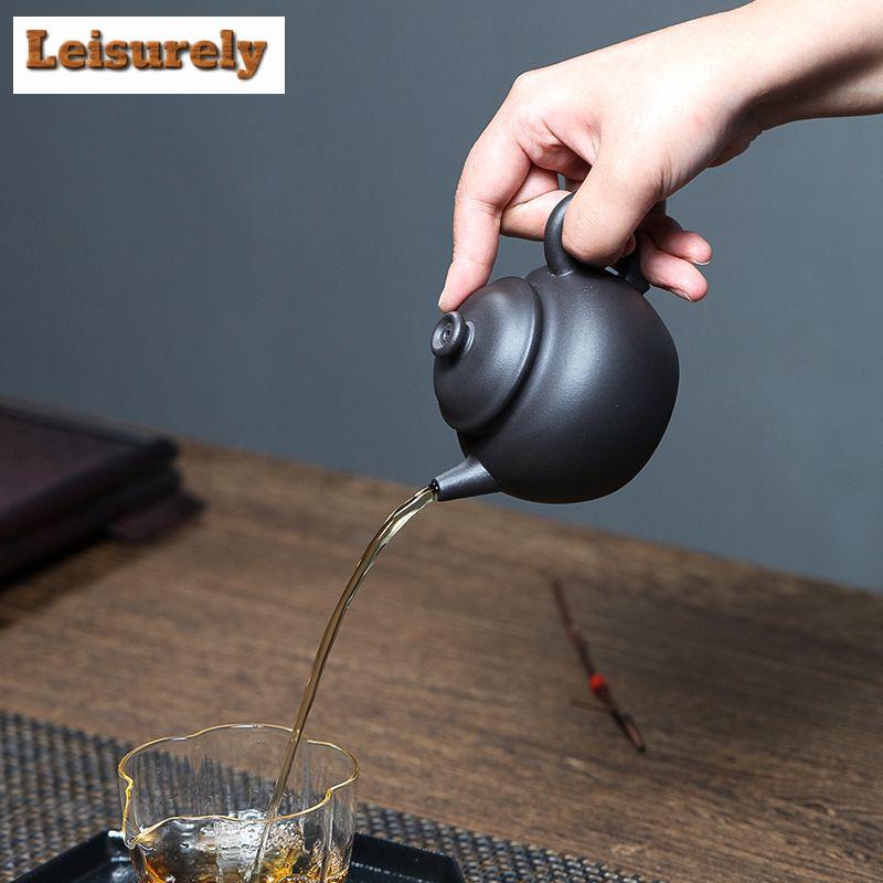 240ml Classic Yixing Purple Clay Teapots Handmade Pot Raw Ore Black Mud Kettle Chinese Zisha Tea Set Tea Services Ornaments Gift