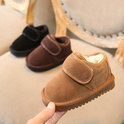 Winter Warm Baby Cotton Shoes Korean Version of Children's Leather Snow Boots Thickened Low State Boys and Girls Warm Shoes