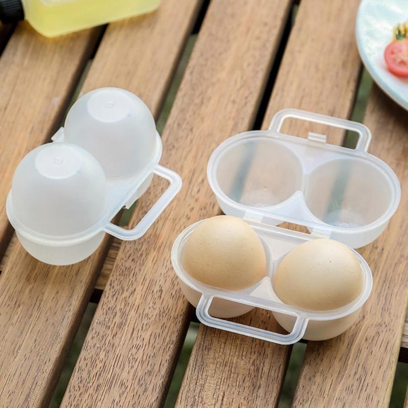 Plastic Eggs Protectors Tray Small Eggs Holder 2 Grid Eggs Storage Container with Fixed Handle  Eggs Storage Box