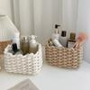 Cotton Rope Woven Storage Basket with Handle Sundries Cosmetic Storage Box Toys Snack Desktop Makeup Organizer Cotton Baskets