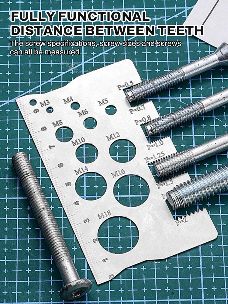 Screw Thread Pitch Gauge Ruler Measuring Tool Bolt Nut Metric Machining Threads Screw Cutting Gauge Angle Model Measuring Gauge