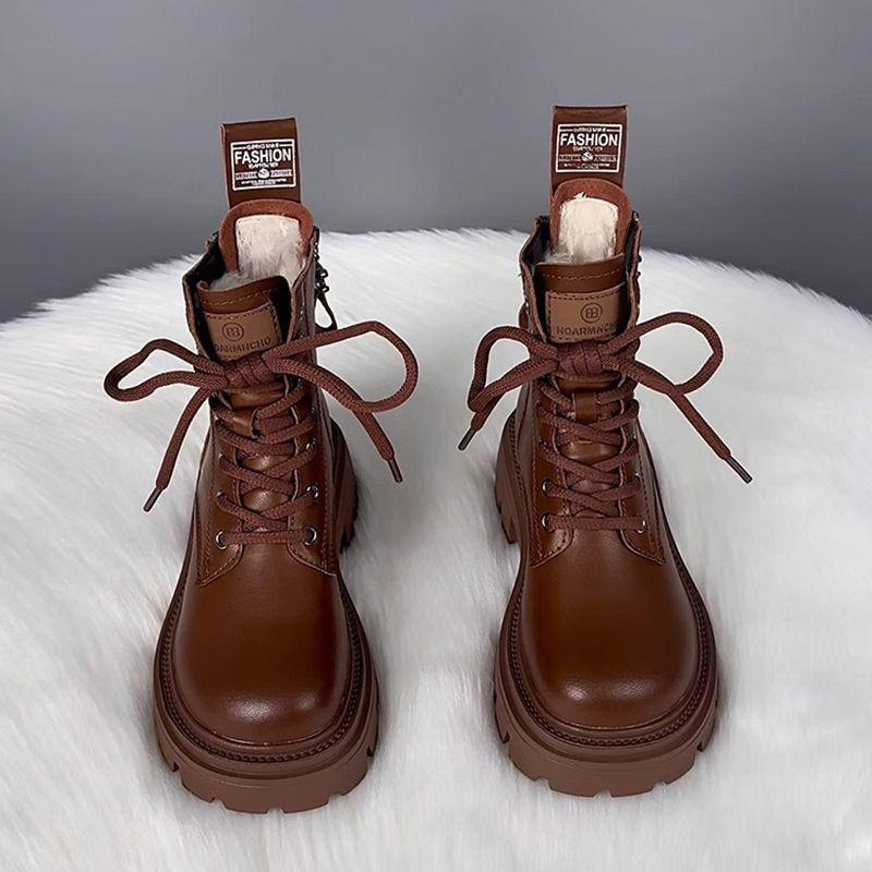 Thick-soled Snow Boots Women's 2025 New Fur Integrated Boots Are Absolutely Unique, Northeast Large Cotton Shoes Women's Winter Velvet Thickened