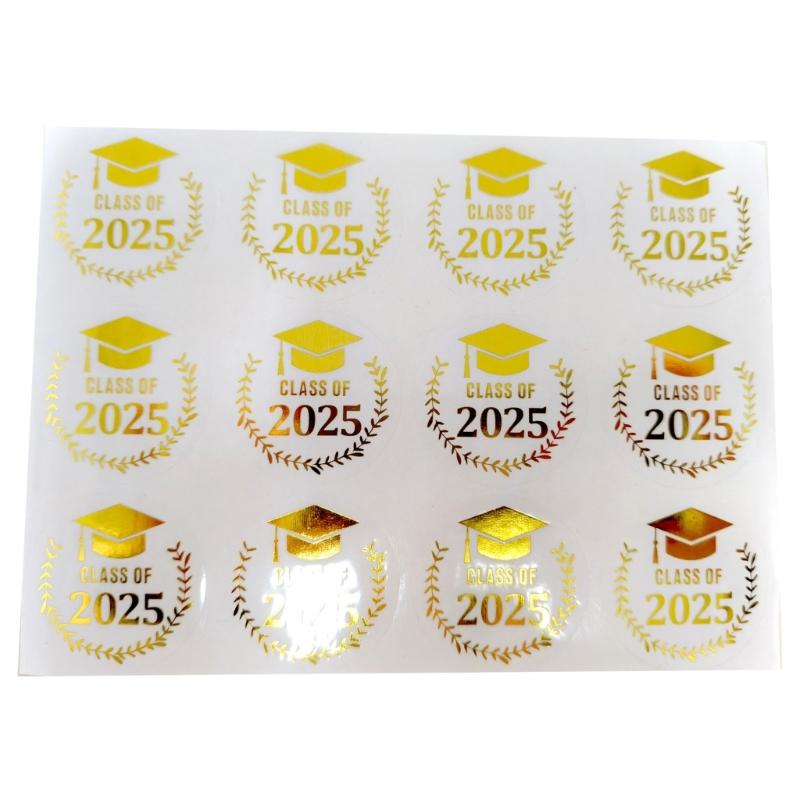 Pack Of 120 Gold Foil Graduation Hat Sticker 40mm Adhesive Labels Wrapping Sticker For Seal Envelope Card Packaging