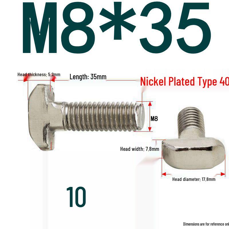 304 Stainless Steel T-Slot T-Head Bolt for Aluminum Profiles (20/30/40/45)