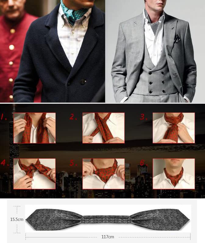 [Xiang Ru] Ascot Tie, Stylish Floral Pattern, Father's Day Gift, Wedding, Party, Business, Workplace, Washable, Formal, Casual, Gift, 20 Designs