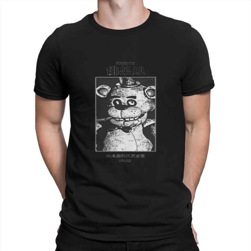 FNAF Men's T Shirts F-Fazbears Crazy Tees Short Sleeve Crew Neck T-Shirt Cotton Graphic Printed Tops