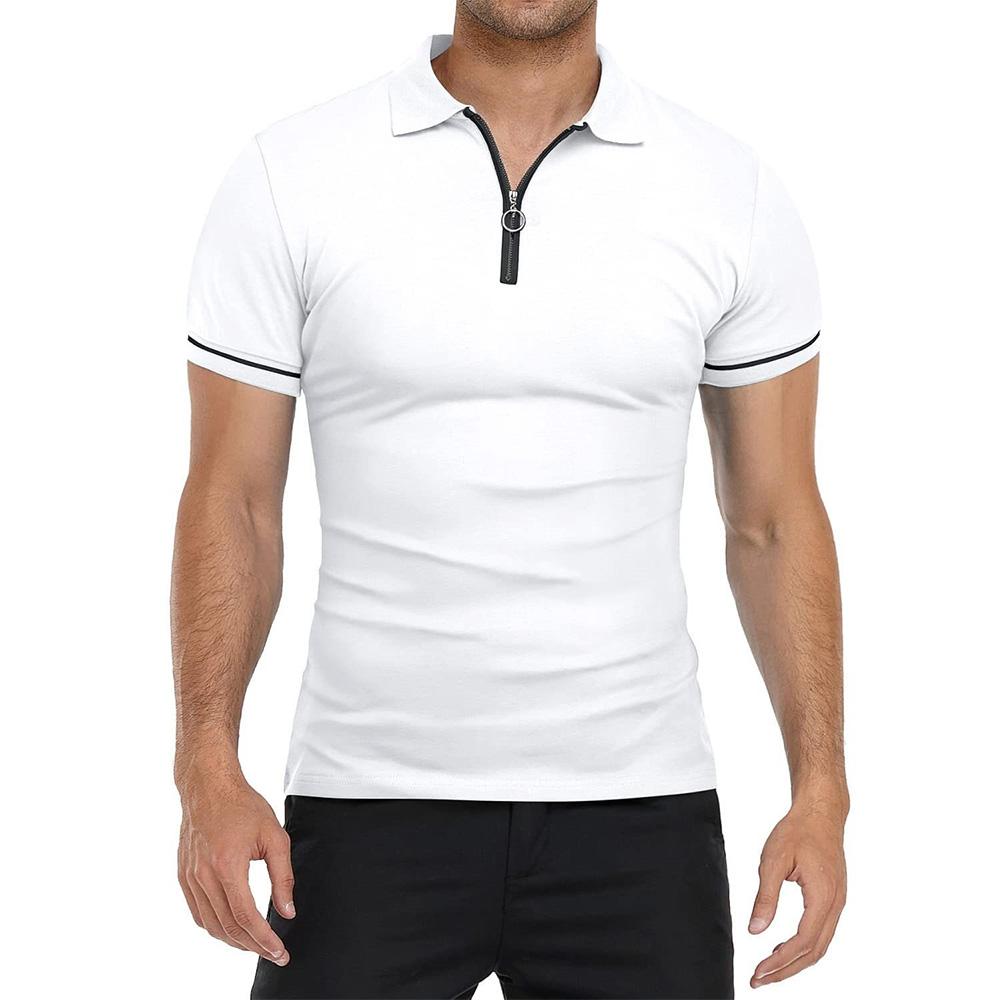 Módní polokošile na zip s límečkem, jednoduché denní, pohodlné, letní s krátkým rukávem, základní topy, outdoorové oblečení
