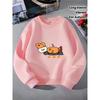 Girls' Crewneck Sweatshirt - Waffle Cat on Rocks with Machine Washable, Spring And Autumn, Sportswear And Casual Wear