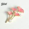 Enamel Brooch Pin Finish Imitation Pearls Ginkgo Leaf Design Zinc