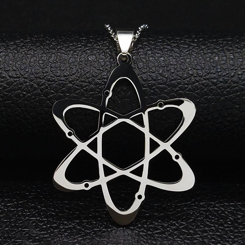 Kohlenstoffatom Physik Chemie Anhänger Halskette für Damen Herren Edelstahl Wissenschaft Chemische Kette Schmuck collares N612S02