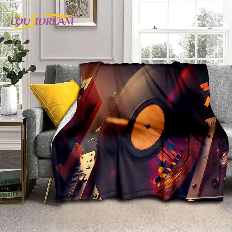Vinylová deska Hudba DJ Displej Páska Měkká flanelová deka na postel Ložnice Pohovka Piknik, Přehozová deka na přikrytí Venkovní volný čas Dárek