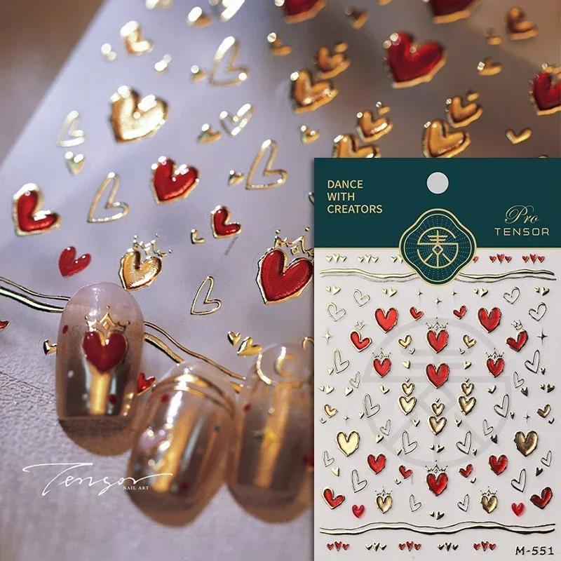 Cat's Eye 5D Gradient European Love Gem Wing Crystal Geometric Colorful Self Adhesive Nail Art Stickers Manicure Decals