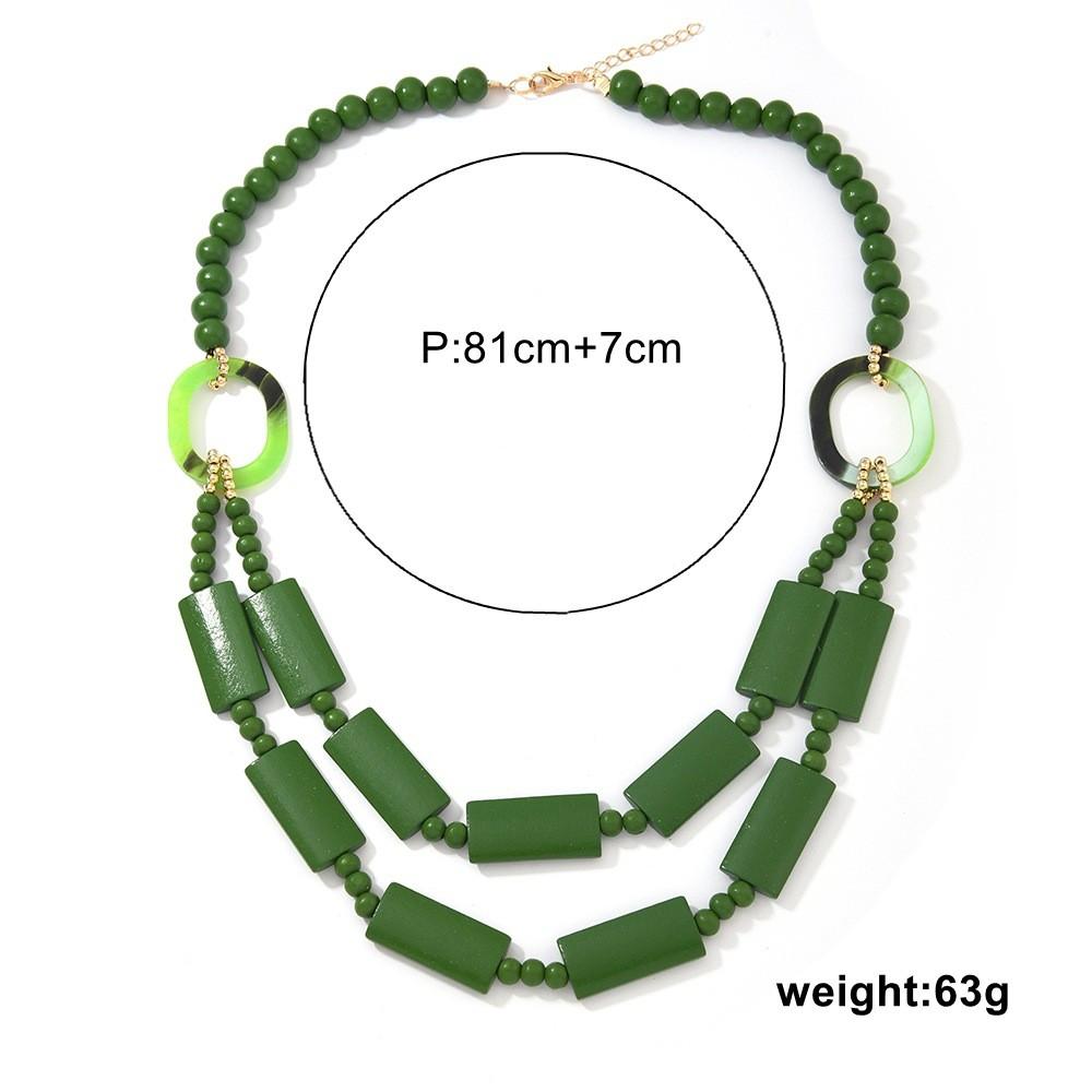 Geometric Wooden Bead Necklace For Women With Multilayer Handcrafted Design For Summer Travel