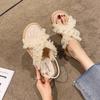 Fashion Roman Flat Sandals Summer Outside Wear Shoes for Women Leisure Lace Soft Bottom Beach Sandales Black Beige Sandalias Femininos