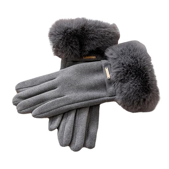 Women Thermal Gloves Warm Winter Gloves with Furry Cuffs Windproof Driving Cycling Skiing Touchscreen Gloves for