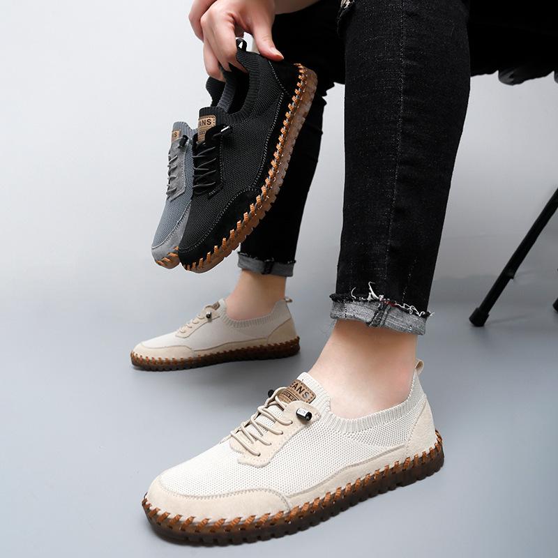 Beef Tendon Sole Men's Shoes Summer 2025 New Breathable Hollow Men's Leather Shoes Thin Leather Soft Sole Mesh Casual Shoes Tide