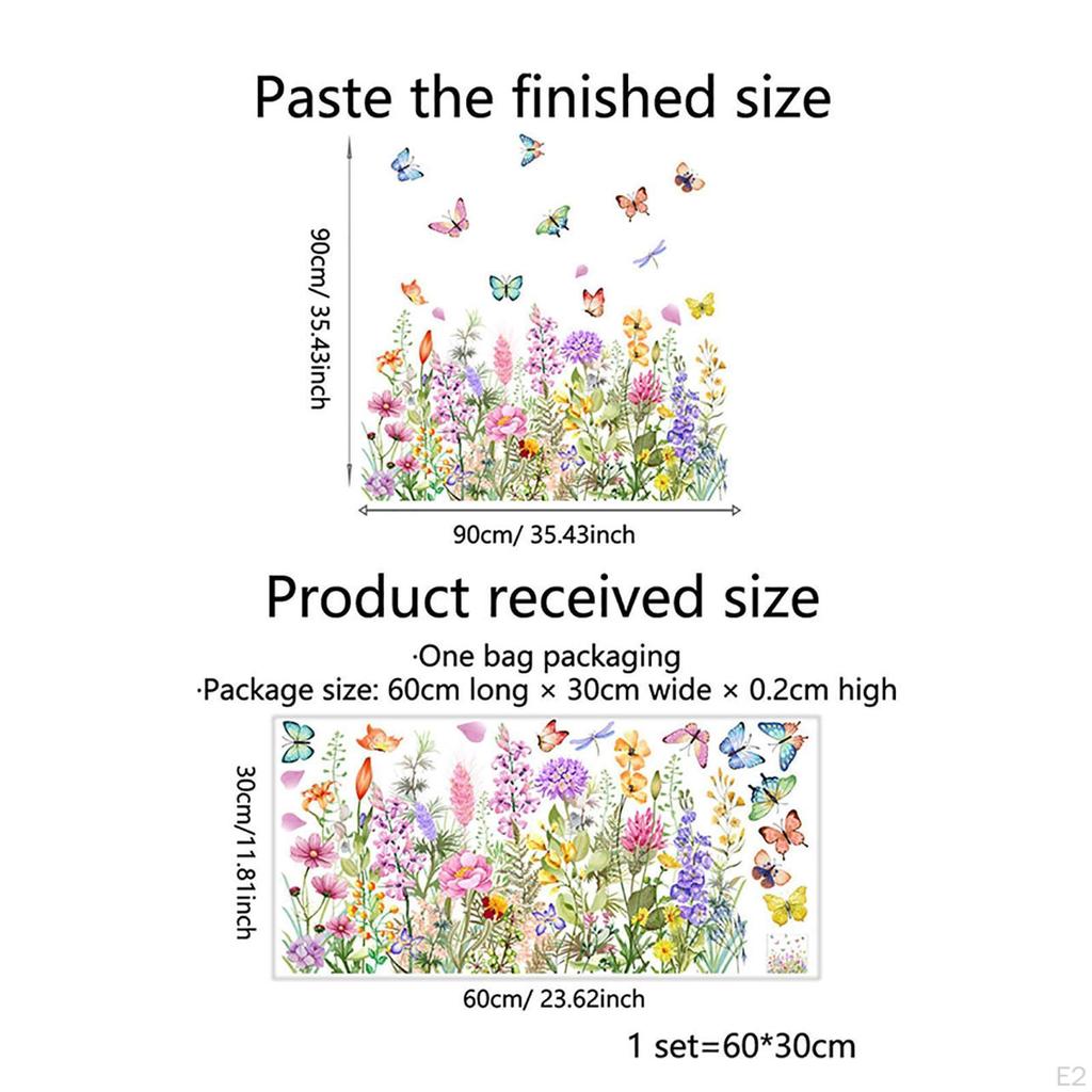 Naklejki na okna z kwiatami ogrodowymi, szkło, z motylami, wyświetlacz statyczny kwiat