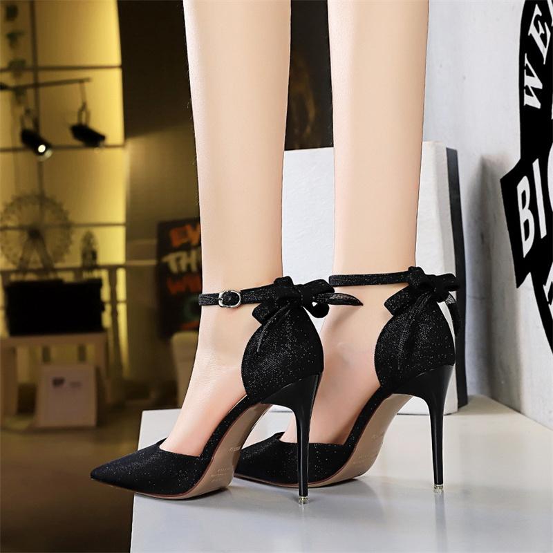 Fashion Women Pointed Toe Silver Comfort High Heel Pumps  Cute Sweet Back Bow Golden Wedding Shoes Bridal Designer Fashion Sandals