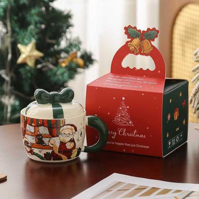 Nova Caixa de Presente com Tampa Presente de Natal Caneca Cerâmica Conjunto de Canecas Fofo para Casal Caneca de Água Lembrança Natal