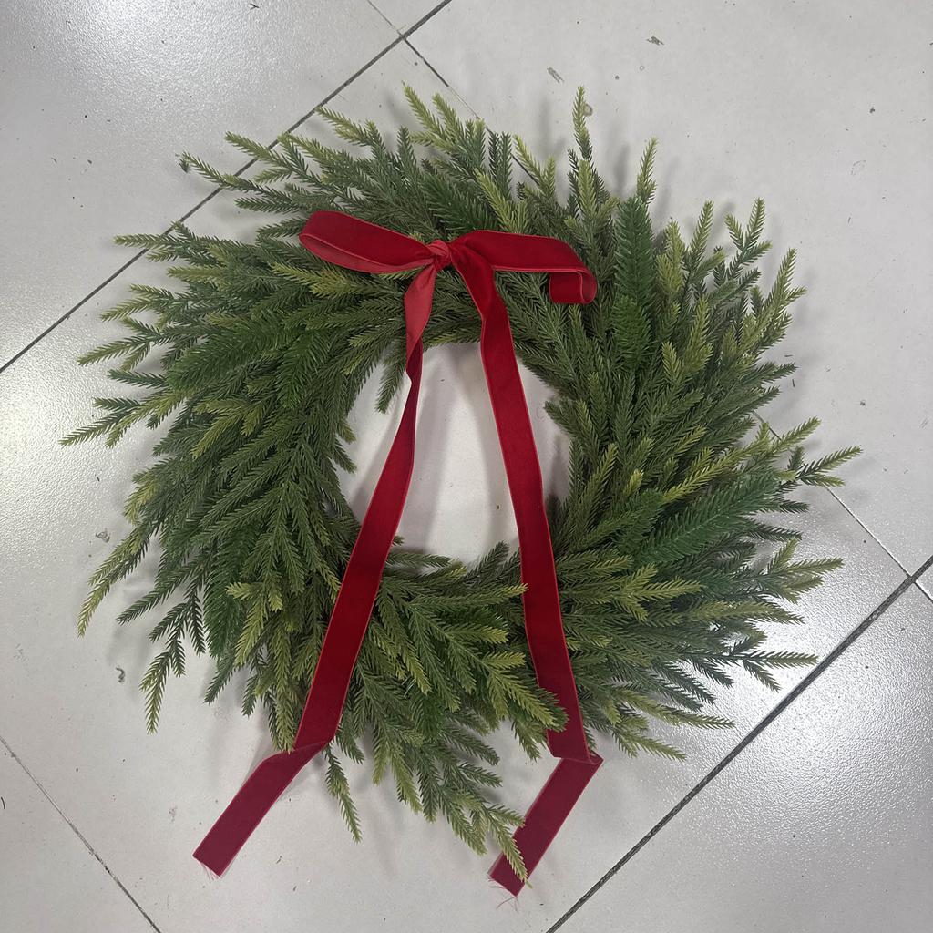 50cm Weihnachtskranz Künstlich Mit Schleife Dekoration Kranz Türhänger Wandhänger
