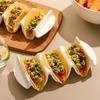 Wellenförmige Snackplatte 2er-Set Keramik Mais-Tortilla-Tablett Taco-Halter Obstteller Dim Sum Gericht Dessertteller Snackschale
