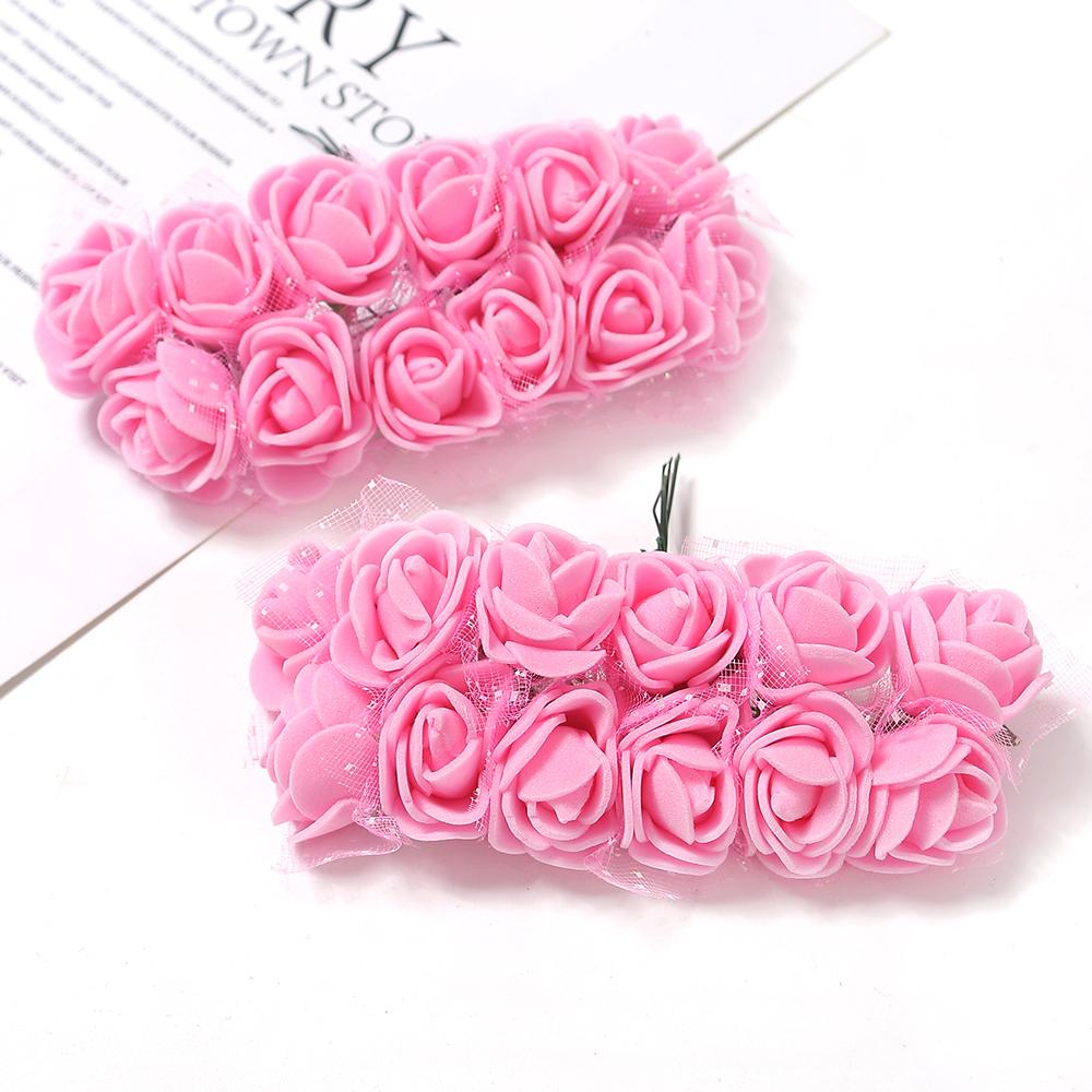 12/36/60Pcs Rose Artificial Flowers Bouquet Foam Fake Flowers Wedding Decoration for Home Room Decor DIY Craft Gifts Accessory