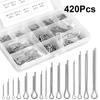 420Pcs Cotter Pin Assortment Kit Split Pin Fastener Clips Cotter Pins Set Tractor Pin for Car Steel Hard Case Link Assortment