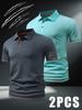 2pcs Men's Outdoor Golf Polo Shirts with Claw Mark Pattern - Short Sleeves & Color Block, Men's Business Casual T Shirts for Spring and Summer, Can Be
