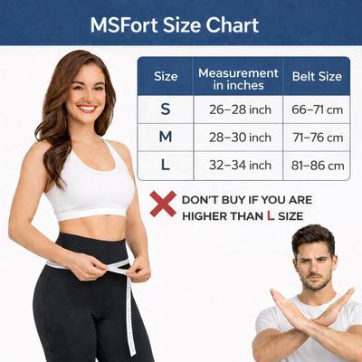 MSFORT Back Support Belt for Lower Back Pain Relief (26–34 Inch, S–L) | Adjustable Lumbo Sacral Brace for Sciatica, Spine Support & Daily Comfort