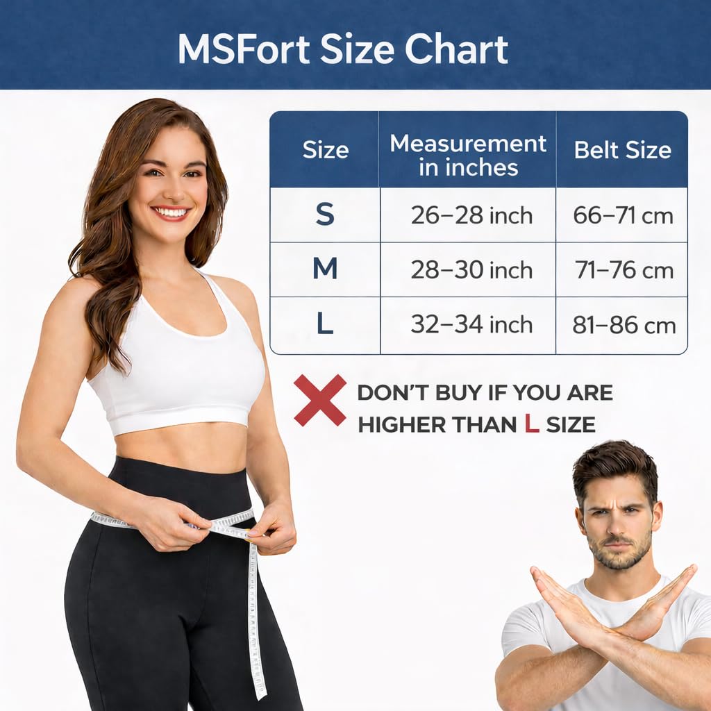 MSFORT Back Support Belt for Lower Back Pain Relief (26–34 Inch, S–L) | Adjustable Lumbo Sacral Brace for Sciatica, Spine Support & Daily Comfort